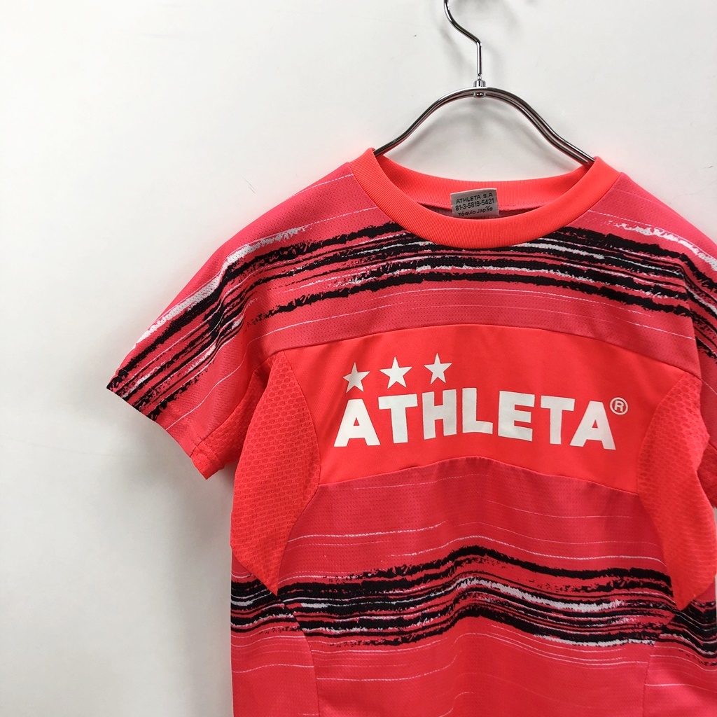 アスレタ/ATHLETA サッカー フットサル 半袖Tシャツ メッシュ素材 ビックロゴ ピンク サイズ140 キッズの画像2