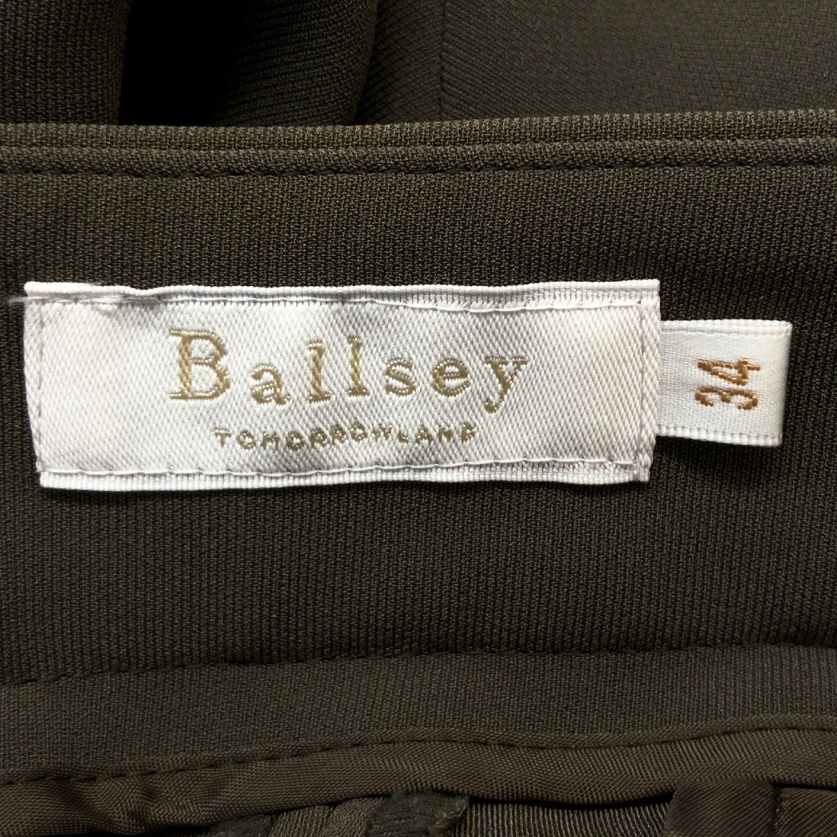 美品 Ballsey ボールジー トゥモローランド ストレッチ クロップド パンツ 34 w66 カーキ オリーブ 日本製 テーパードパンツ レディース_画像3