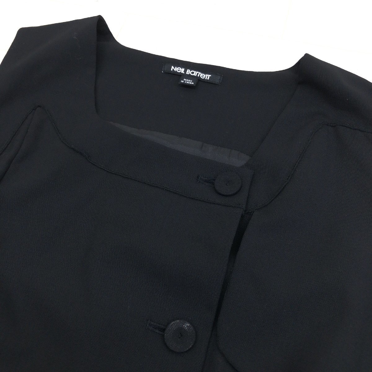 Neil Barrett ニールバレット ストレッチ ドレス ワンピース S 黒 ブラック ノースリーブ ボタンデザイン レディース 女性用の画像4
