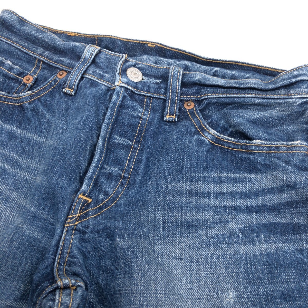 *Levi*s Levi's 501 USED processing stretch Denim pants 27 w70 navy blue indigo jeans domestic regular goods lady's for women 