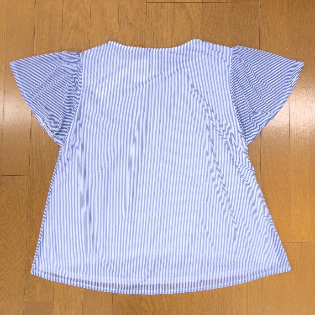 新品 Haf-ideal アッシュイデアル ストレッチ ストライプ レイヤード カットソー LL 白×青 半袖 Tシャツ XL 2L ゆったり 大きい 未使用の画像2