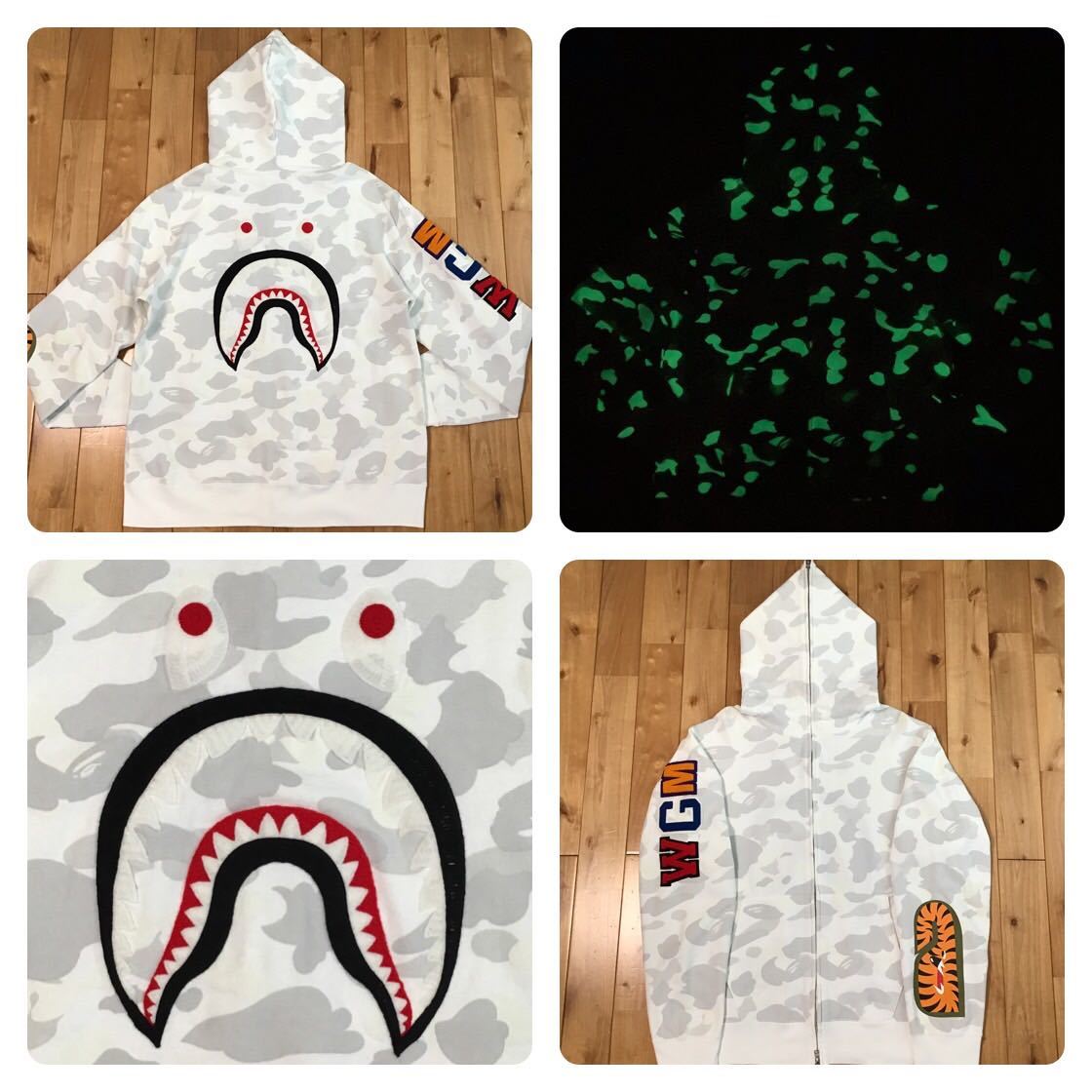 ☆蓄光☆ XL EMBROIDERY shark full zip hoodie City camo シャーク