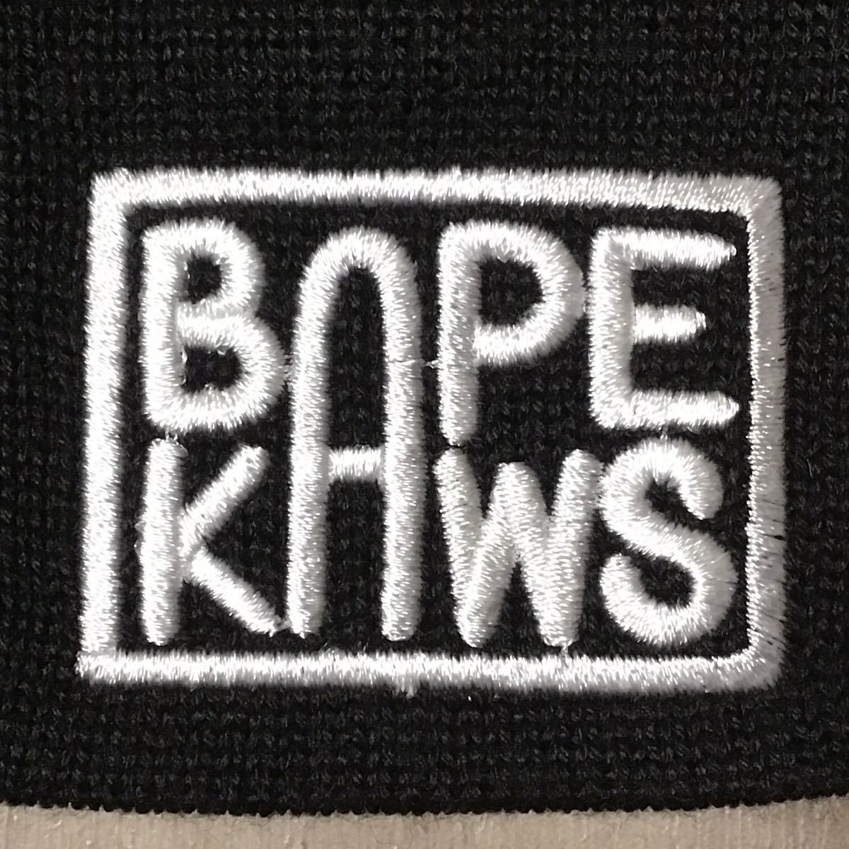★新品★ KAWS × BAPE ニット帽 black ビーニー a bathing ape Beanie カウズ エイプ ベイプ アベイシングエイプ NIGO 帽子 i38_画像4
