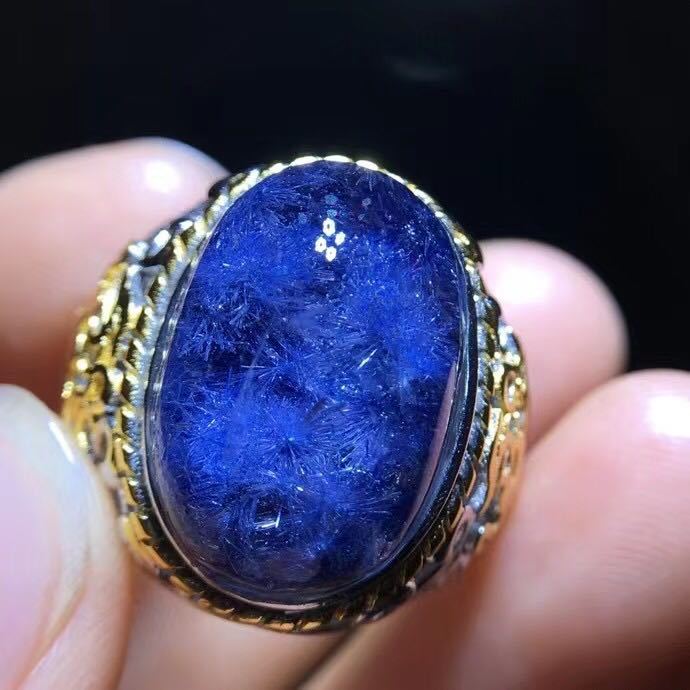 天然】ブルールチル デュモルチエライト リングs925 18.1*12.5mm
