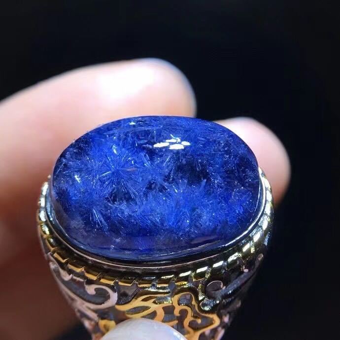 天然】ブルールチル デュモルチエライト リングs925 18.1*12.5mm