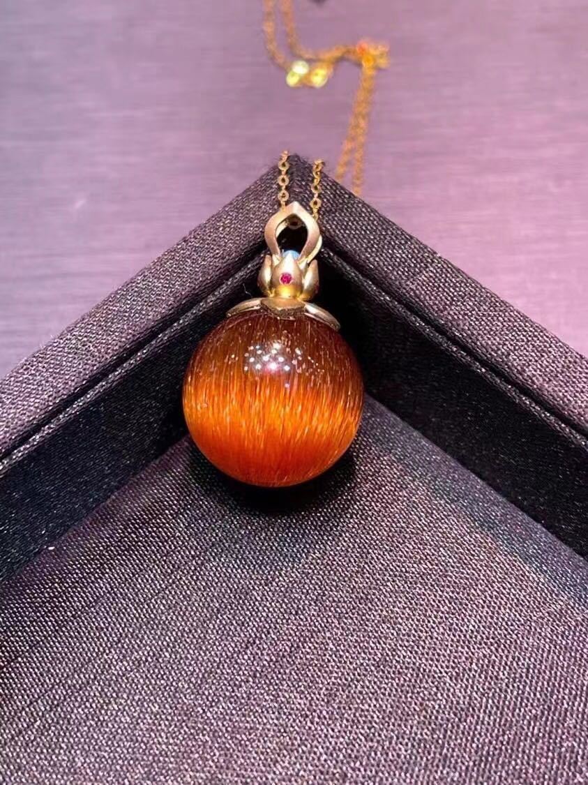 天然銅色ゴールドルチルクオーツ ペンダントトップ k18 7.5g
