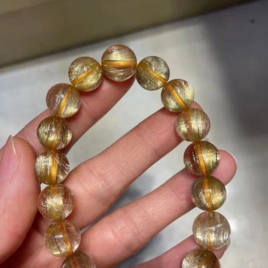 天然】ゴールド ルチル クオーツ ブレスレット 11mm | inmano.com.br