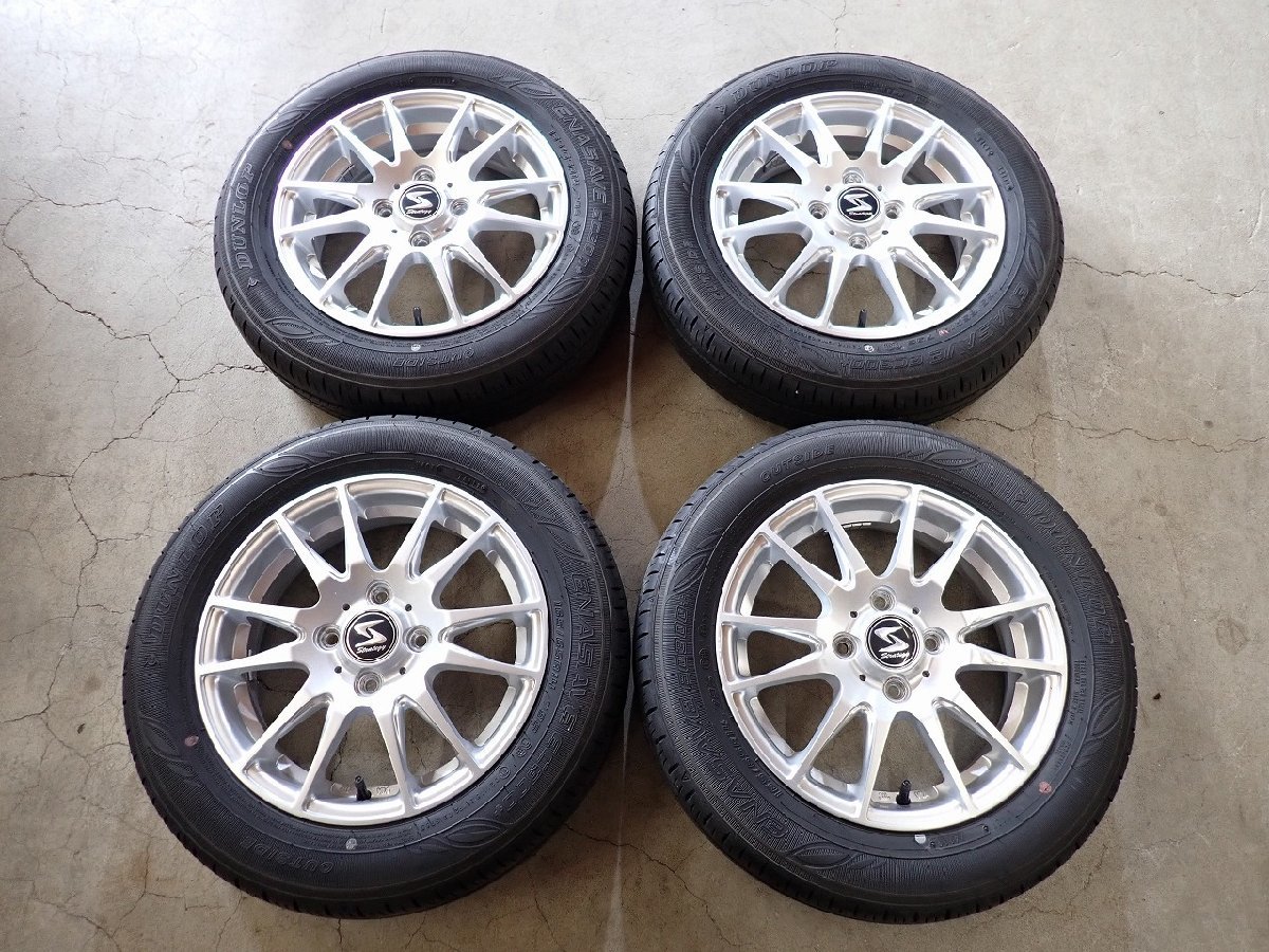 QR6621【送料無料165/65R14】デリカD:2 ハスラー ソリオ ダンロップ 中古夏アルミセット ■14×4.5J 100/4H ET45■1円スタートの画像1