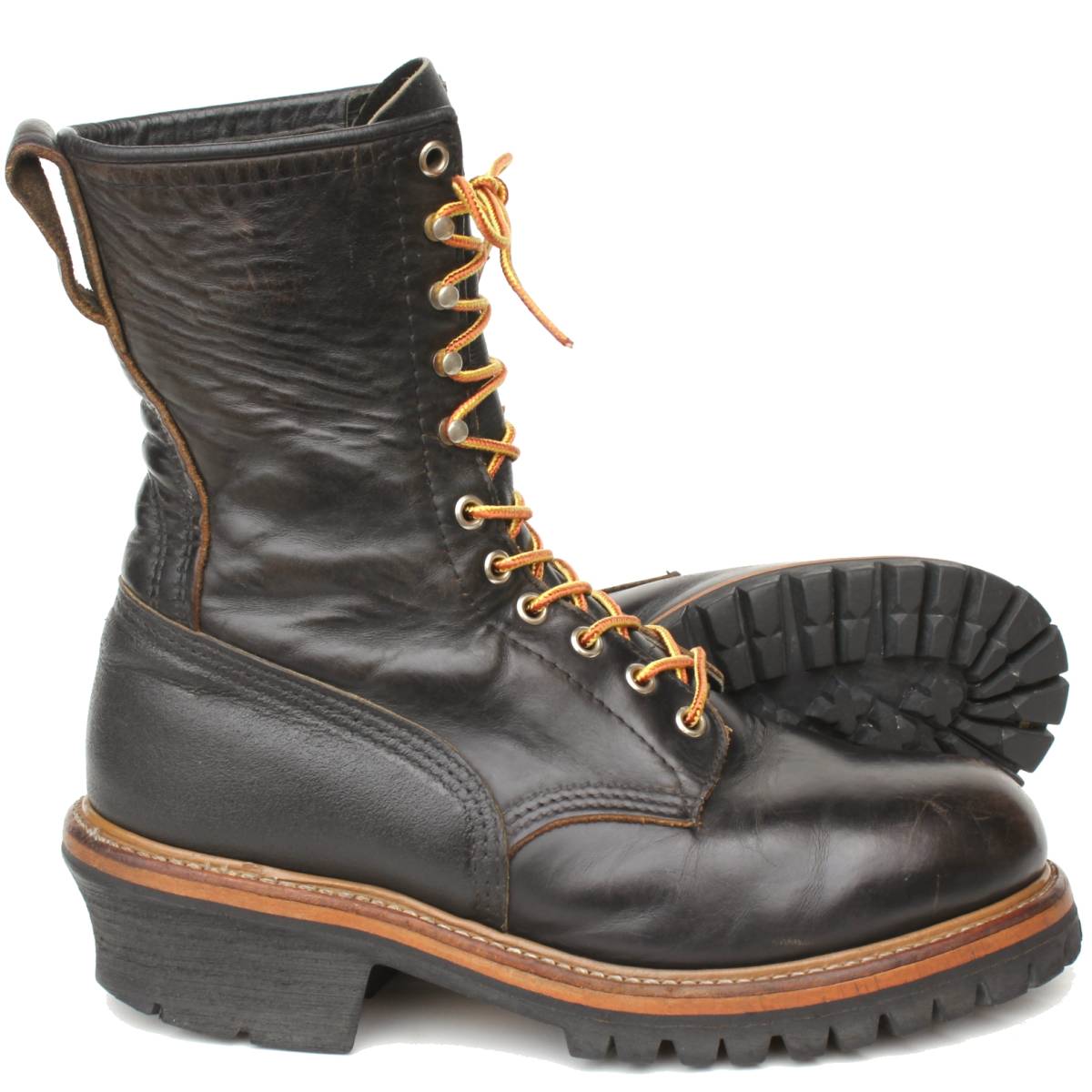 (37541)茶芯シャフト激茶93年製REDWING2218レッドウィング8D約26cm (ロガーブーツ黒ブラックPT91プリント羽タグPT91プリントタグ旧羽タグ)_画像2