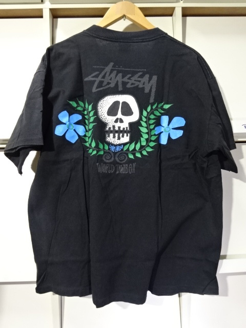 Yahoo!オークション - 初期80s OLD STUSSY スカル フラワー Tシャ...