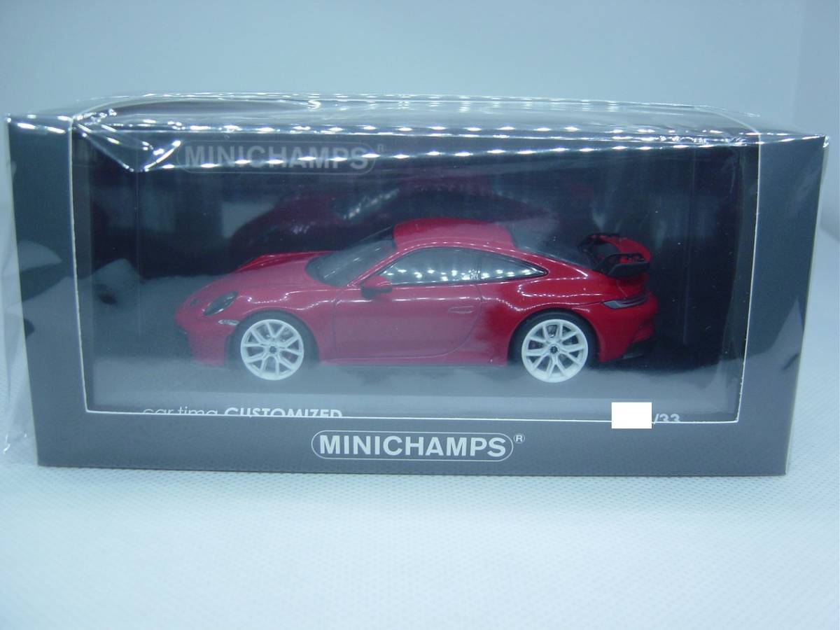 送料350円～ MINICHAMPS car.tima別注 1/43 Porsche 911 (992) GT3 indishrot/Red weiβ ポルシェ 限定33pcs シリアルナンバー入り