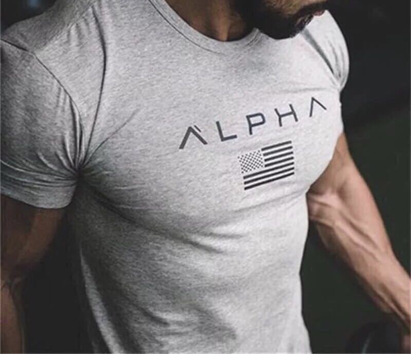 【XL-size】ALPHA★Tシャツ 米BW /筋トレ/sports/training/服/GYM SHARK/wear/プロテイン/ゴールド/ジム/メンズ/トレーニング/ウェア/の画像3