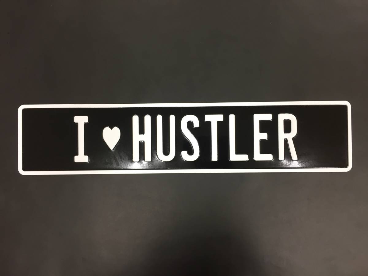 [ I LOVE HUSTLER] custom plate black / white * number plate * frame * Islay b Hustler * interior .* euro plate 