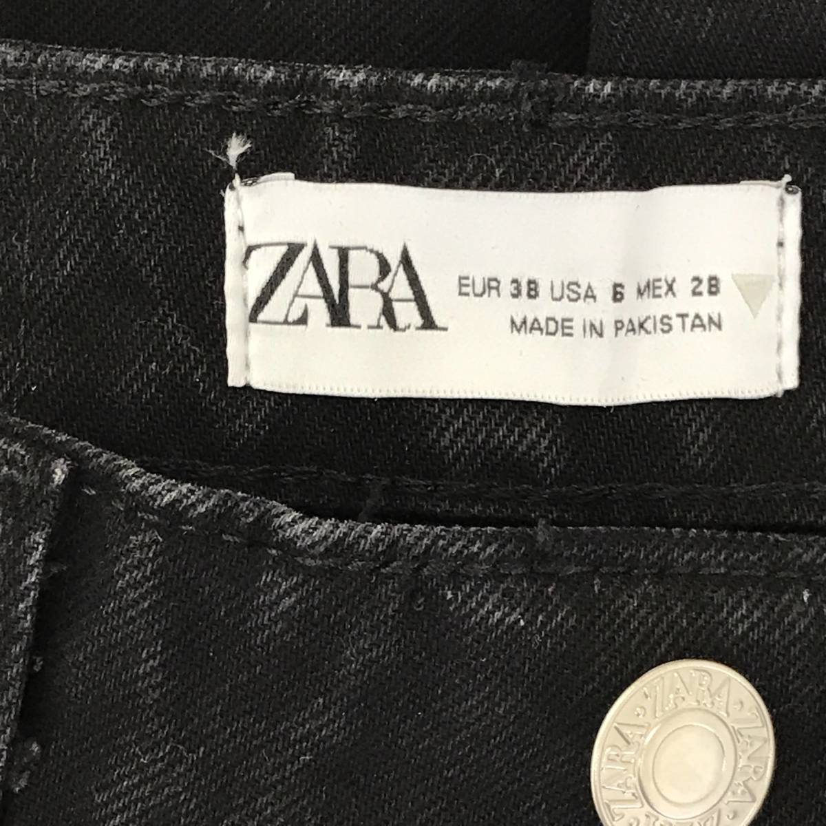 ZARA　ザラ　デニムパンツ　38サイズ　ブラック　ウォッシュ加工　S5.1-49　USED_画像8