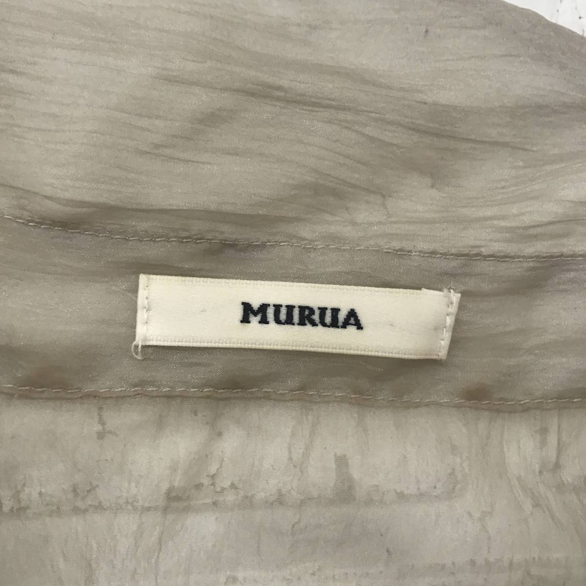 MURUA 　ムルーア　シアーシャイニーボリュームシャツ　Fサイズ　グレー　透け感あり　滑らかな肌触りが着心地のいい　S5.1-91　USED_画像9