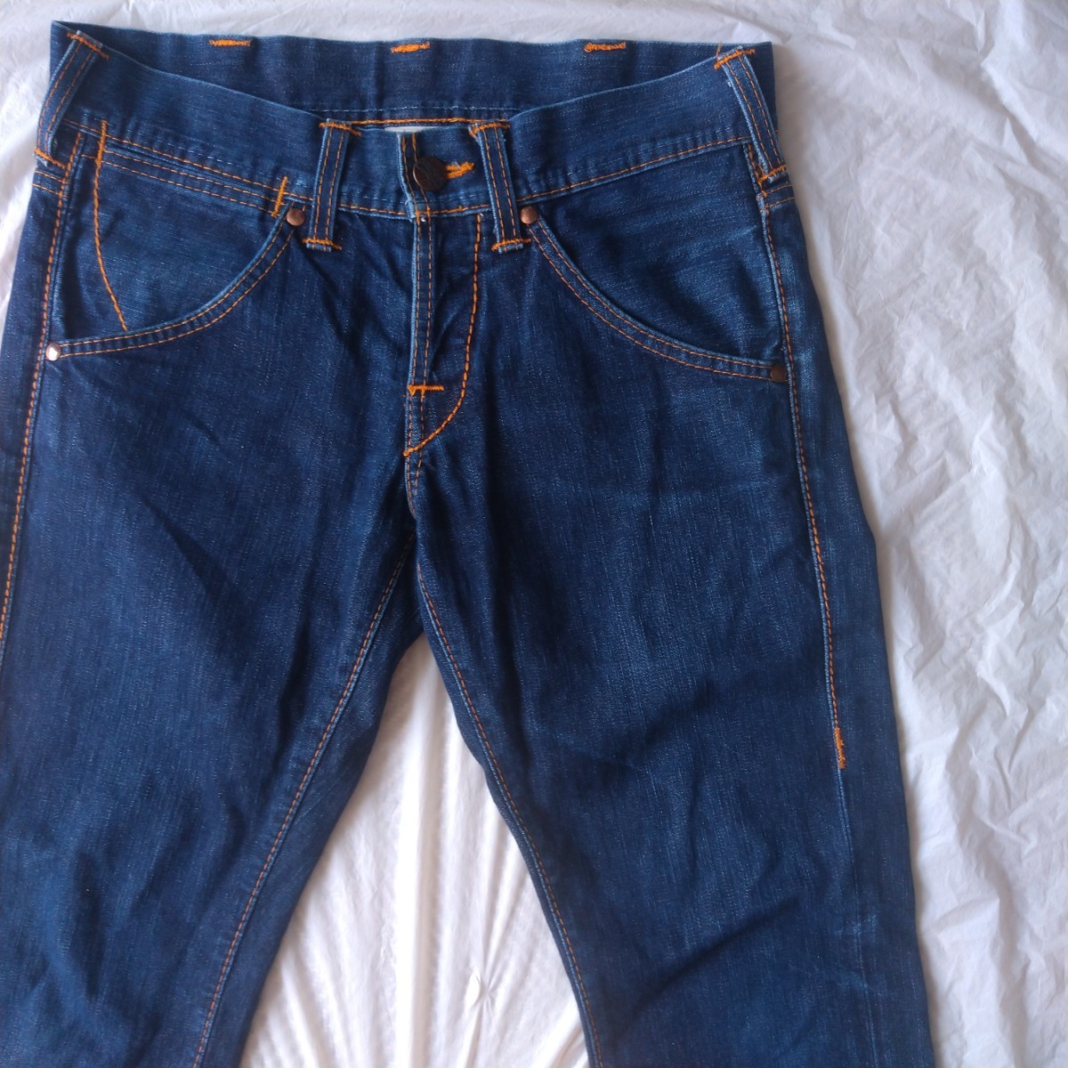 TRUE RELIGION USA製 JOEY デニムパンツ w29 アメリカ製 レザーバッチ Levi's 646 684 オレンジステッチ Y2K ボタンフライ_画像1