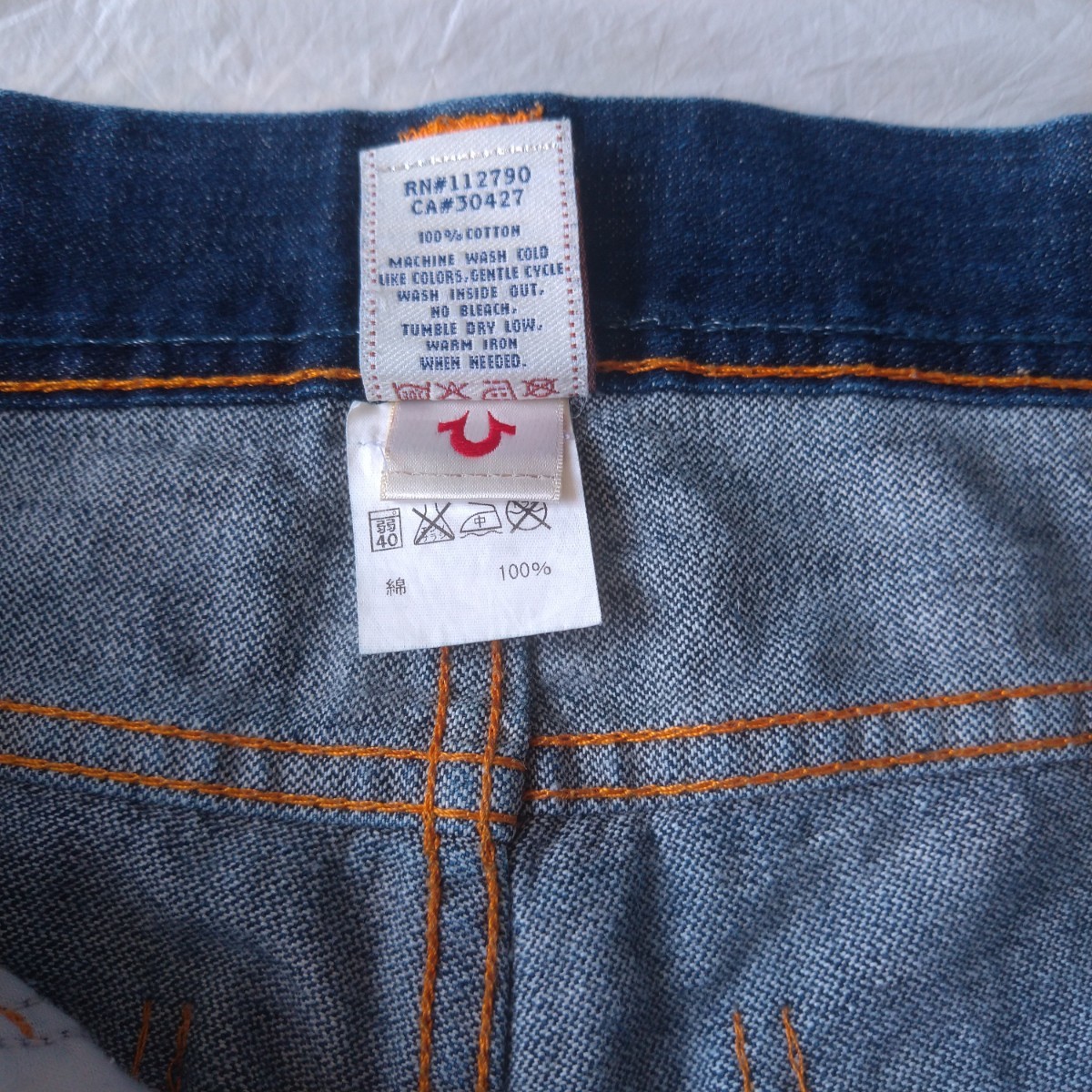 TRUE RELIGION USA製 JOEY デニムパンツ w29 アメリカ製 レザーバッチ Levi's 646 684 オレンジステッチ Y2K ボタンフライ_画像7