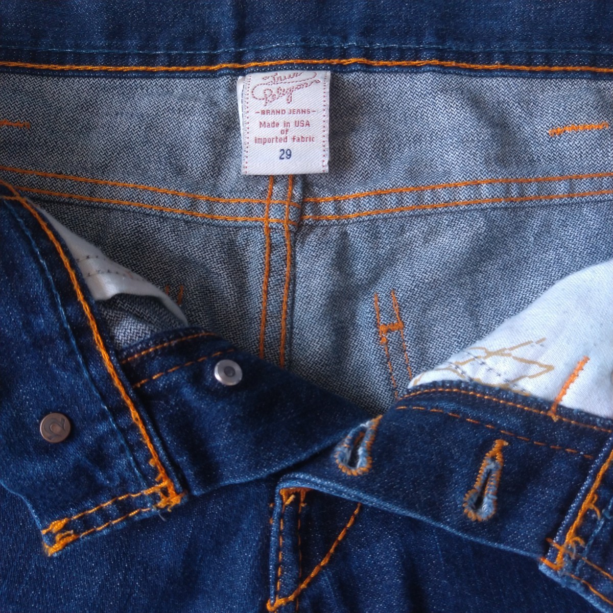 TRUE RELIGION USA製 JOEY デニムパンツ w29 アメリカ製 レザーバッチ Levi's 646 684 オレンジステッチ Y2K ボタンフライ_画像6