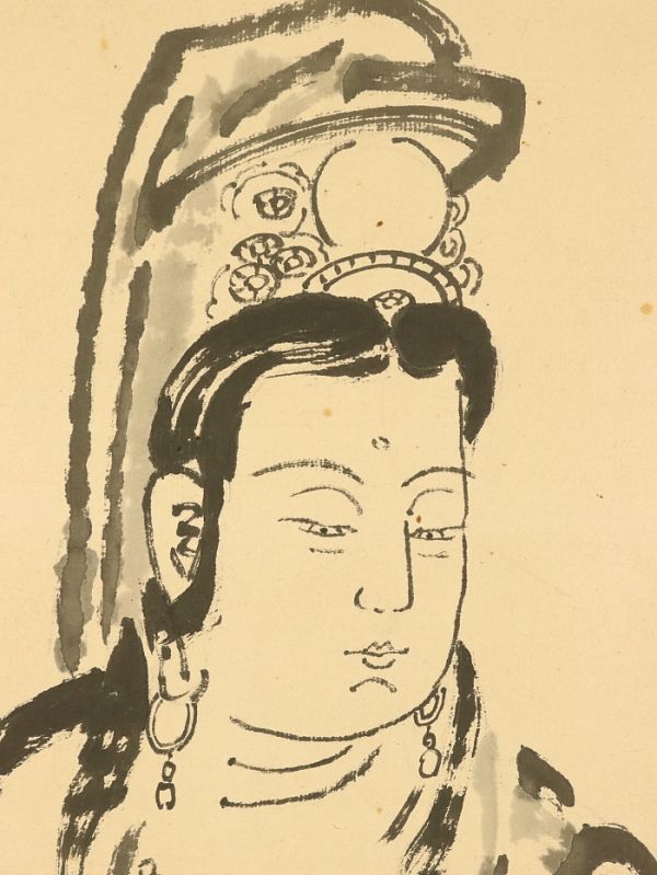 2208■【真作】出口王仁三郎 大幅 観音図 二重箱 大本教聖師 宗教家 3