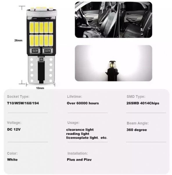 超爆光！A200A A210A ライズ ロッキー T10 LED ルームランプ 室内灯 読書灯 4個セット ホワイト トヨタ ダイハツ /26_画像4