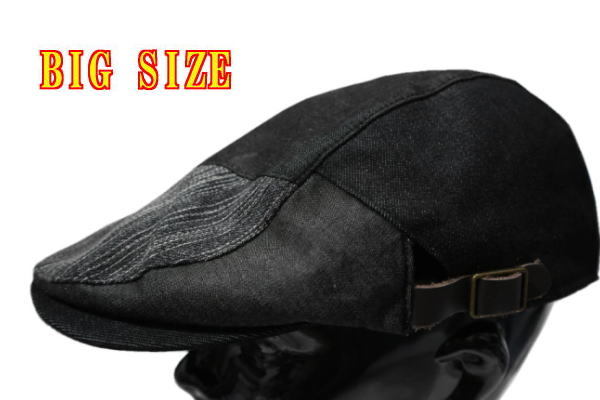 送料無料 新品 BIGサイズ 特大 RUBEN ブラックデニム サイドベルトハンチング 大きいサイズ メンズ 鳥打 帽子 フリーサイズ_画像1
