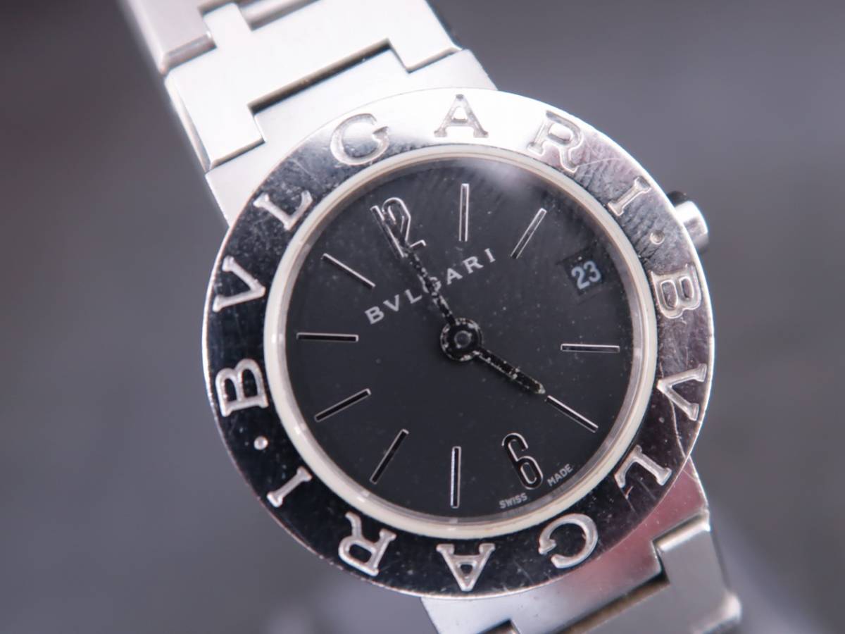 BVLGARI ブルガリブルガリ クォーツ腕時計 BB 23 SS 黒文字盤 レディース 稼働品