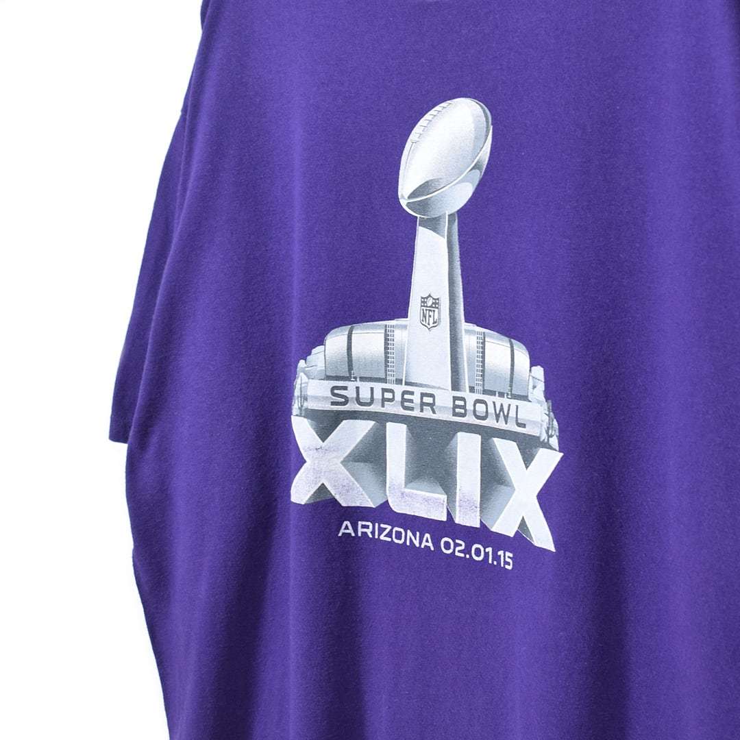 【送料無料】NFL スーパーボール Tシャツ 紫 パープル 2015 SUPER BOWL XLIX サイズXL アメフト 古着 @BZ0043_画像3