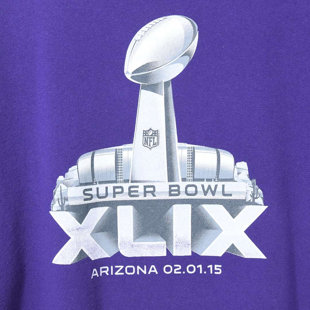 【送料無料】NFL スーパーボール Tシャツ 紫 パープル 2015 SUPER BOWL XLIX サイズXL アメフト 古着 @BZ0043_画像4