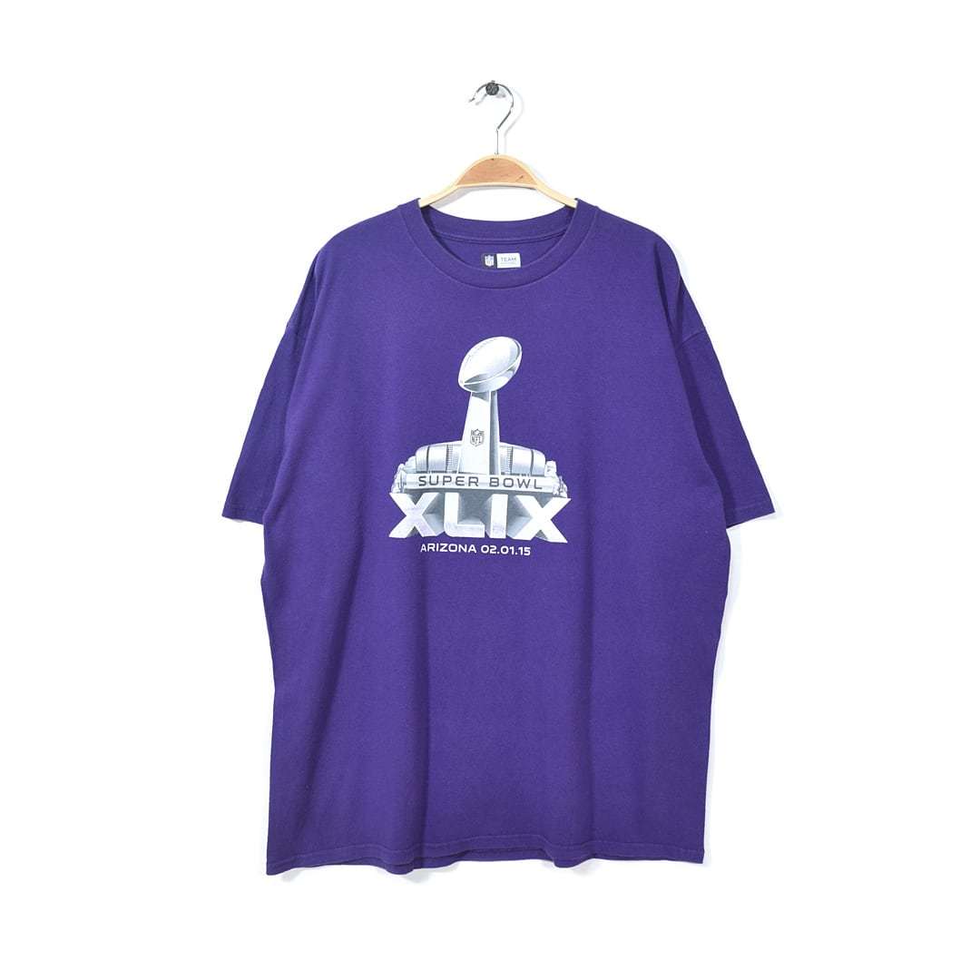 【送料無料】NFL スーパーボール Tシャツ 紫 パープル 2015 SUPER BOWL XLIX サイズXL アメフト 古着 @BZ0043_画像1