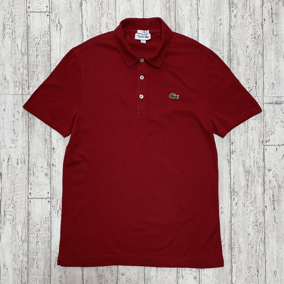 ☆送料無料☆ LACOSTE ラコステ 半袖 ポロシャツ 5 レッド ビッグサイズ ビッグシルエット ワニ 23-26