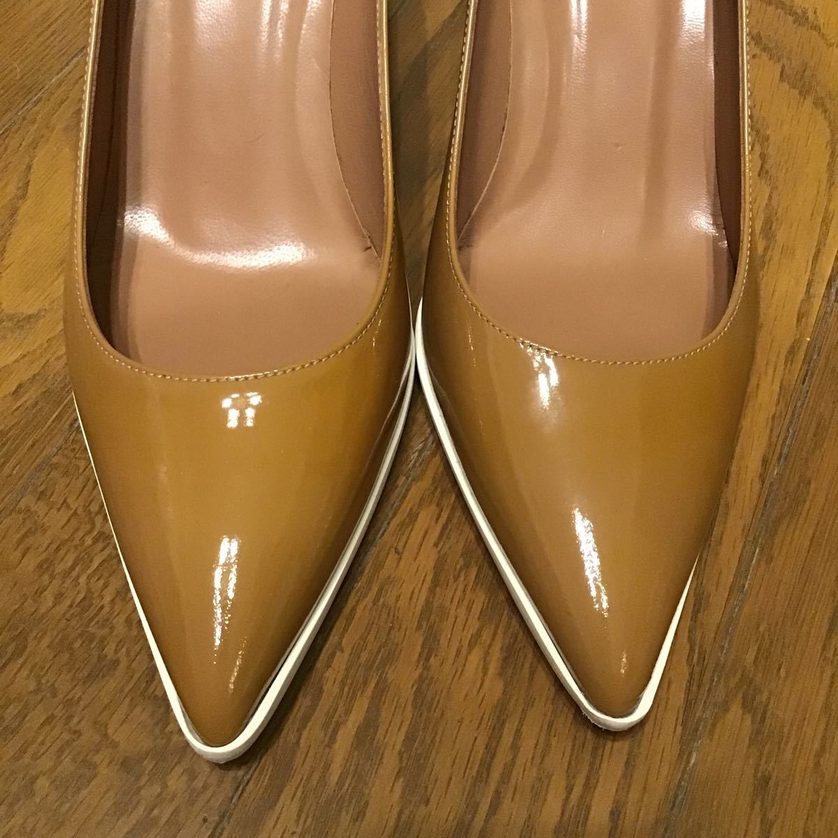 * fabio rusko-niFABIO RUSCONI pumps po Inte dotu enamel 37 24cm beige unused United Arrows 