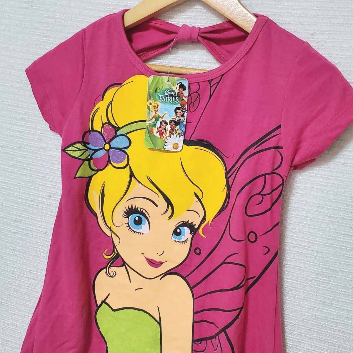 新品 Disney ディズニー FAIRIES ティンカーベル ワンピース 半袖Tシャツ  6サイズ 110～120 ピンク