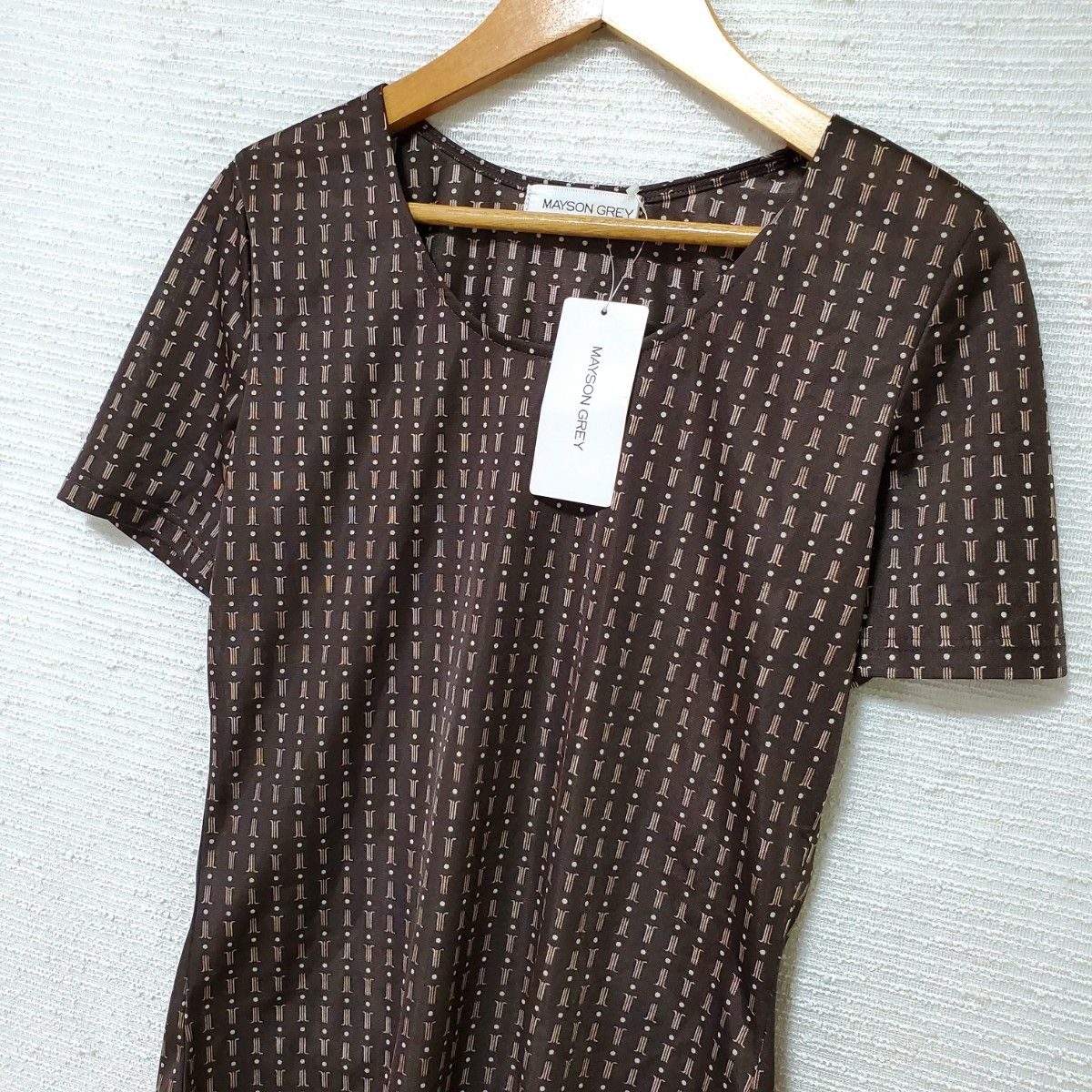 MAYSON GREY メイソングレイ 新品タグ付き 半袖 カットソー Tシャツ 日本製 レディース 2 Mサイズ 茶 ブラウン