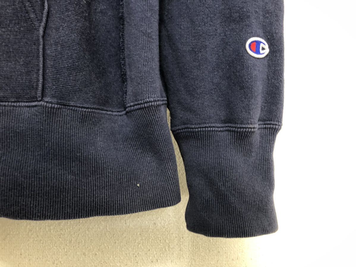 Champion チャンピオンリバースウィーブネイビーチャンピオン刺繍スウェットパーカー青単色タグsize L_画像7