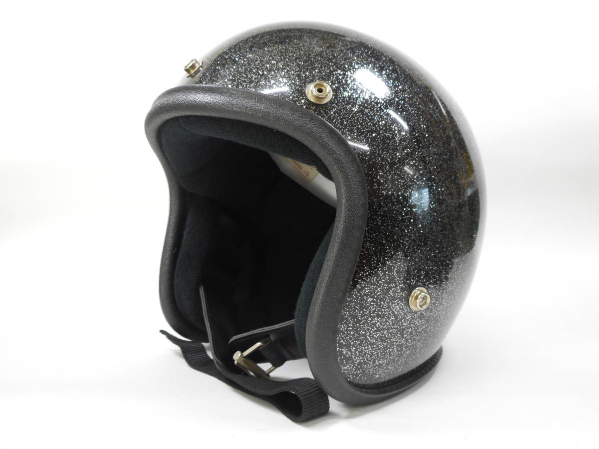 60～70s 黒 ヴィンテージ ジェットヘルメット 目深加工-