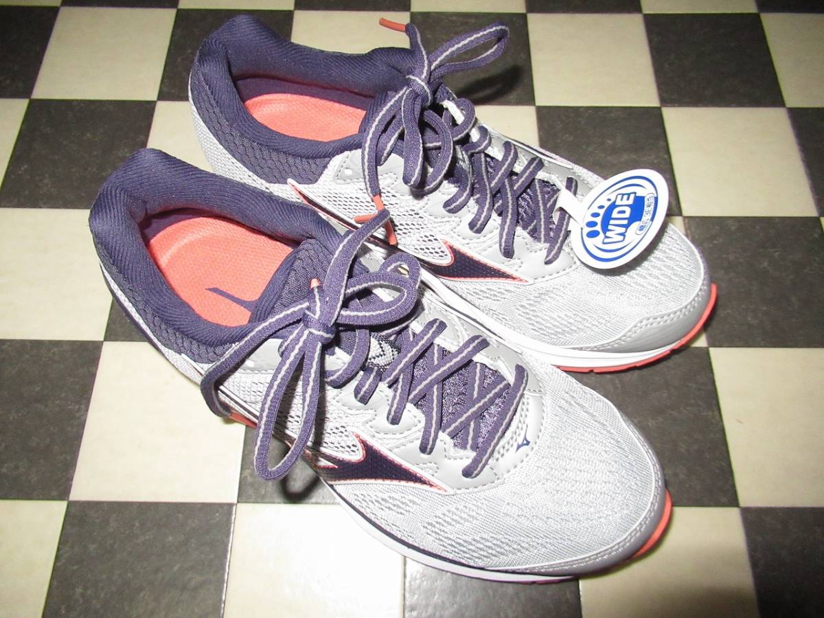 * Mizuno * new goods WAVE RIDER 21 wide (3E corresponding ) 23cm silver × silver × pink 