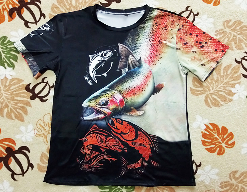 [ not yet have on ]niji trout T-shirt L size B [ fishing fish Rainbow trout ]