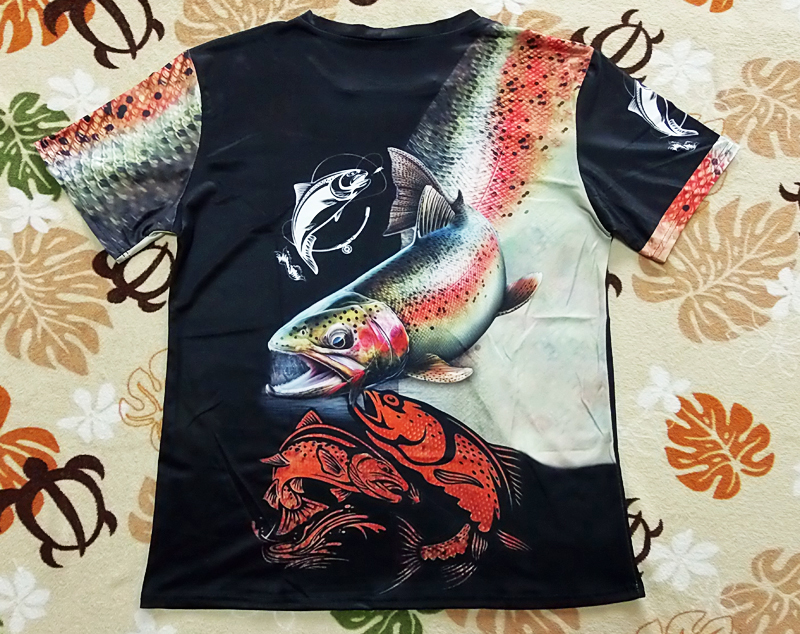 [ not yet have on ]niji trout T-shirt L size B [ fishing fish Rainbow trout ]