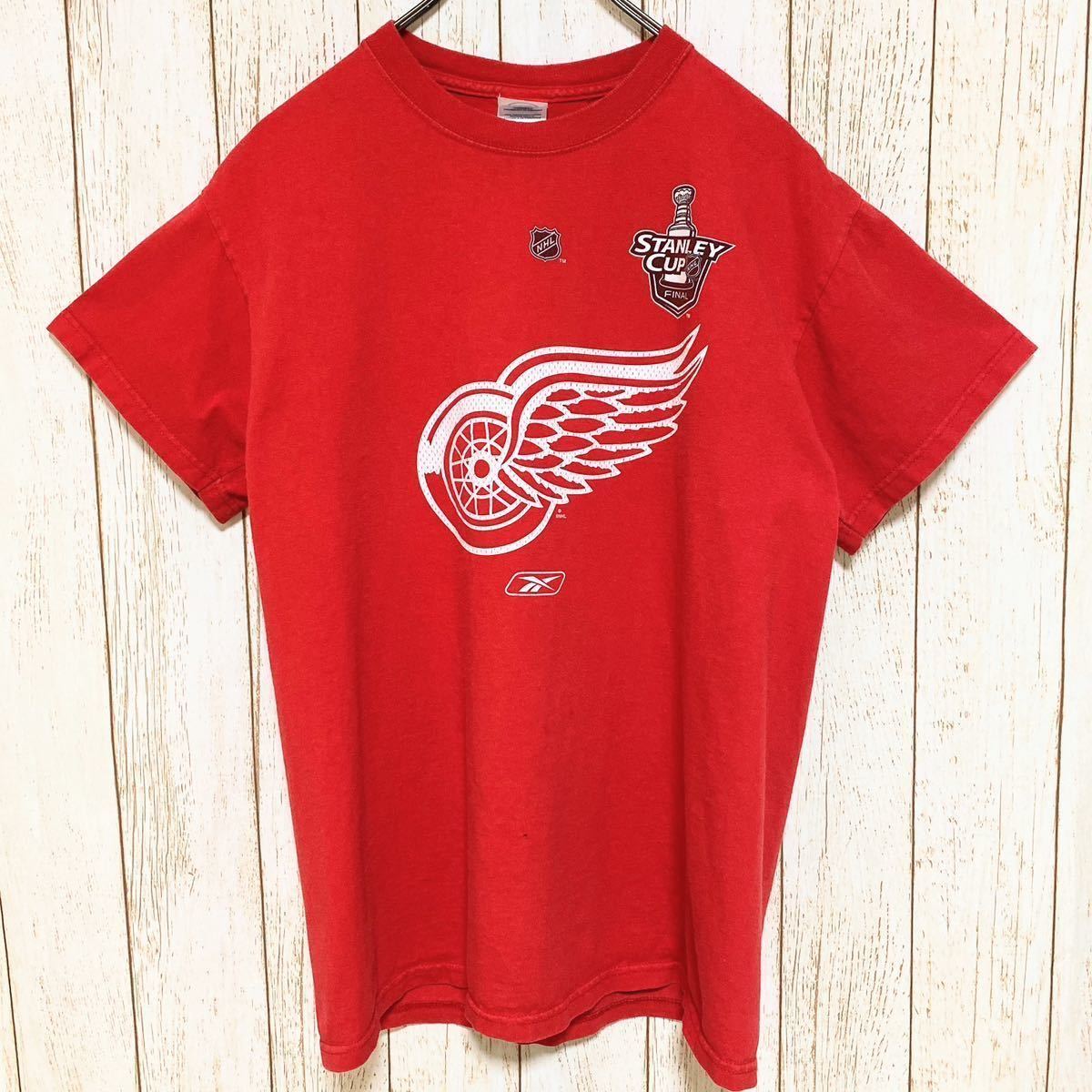 Reebok リーボック NHL Detroit Redwings デトロイト・レッドウィングス プリント Tシャツ M USA古着 アメリカ古着_画像2