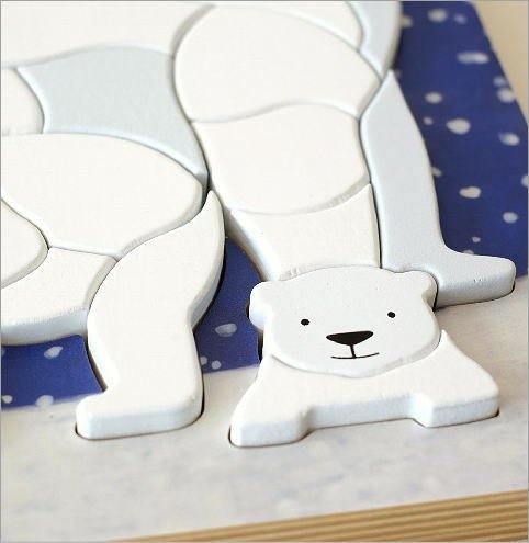  puzzle wooden wooden toy bear .. white bear interior natural wood Pola - Bear puzzle free shipping ( one part region excepting ) ras3770