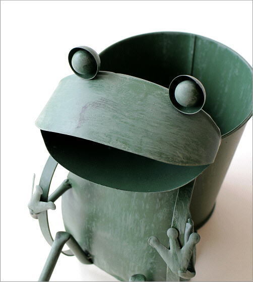 鉢 プランター 鉢ポット 鉢カバー おしゃれ かわいい カエル かえる 雑貨 置物 置き物 ガーデンオブジェ ブリキのカエル フラワーポット_画像3