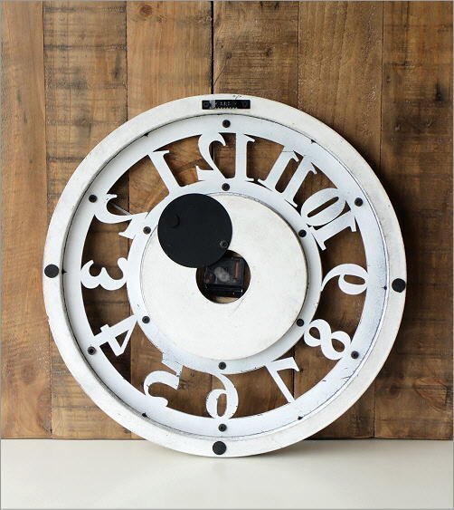 掛け時計 壁掛け時計 アンティーク 木製 おしゃれ シャビー レトロ ウォールクロック シャビーホワイト 送料無料(一部地域除く) ebn0671_画像6