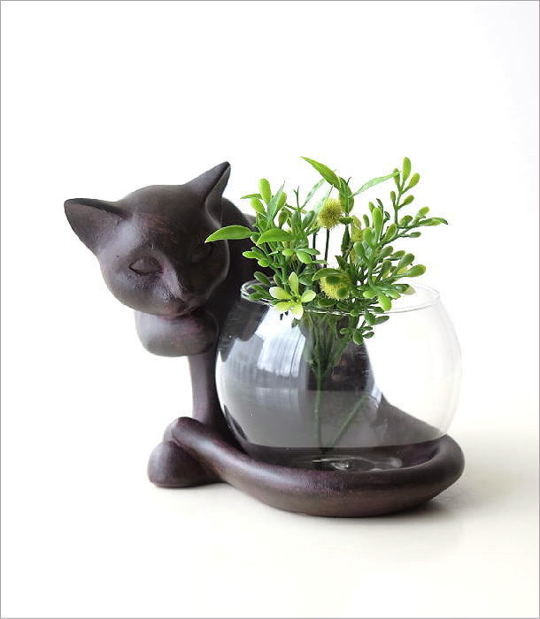  ваза цветок бутылка стекло цветок основа кошка произведение искусства украшение орнамент смешанные товары бардачок симпатичный модный интерьер . кошка. Mini основа ... кошка 