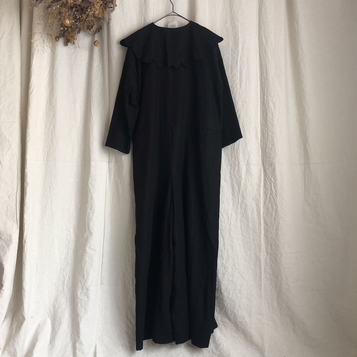  unused exhibition goods TOWAVASEtowava-sBon Voyagebonvoya- Jeury nen overall / all-in-one collar attaching frill black regular price 81.400 jpy 