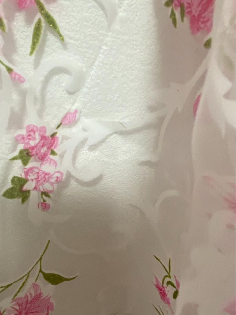 ピンク 花柄 カーテン レース模様 プリント 2枚 セット 通販