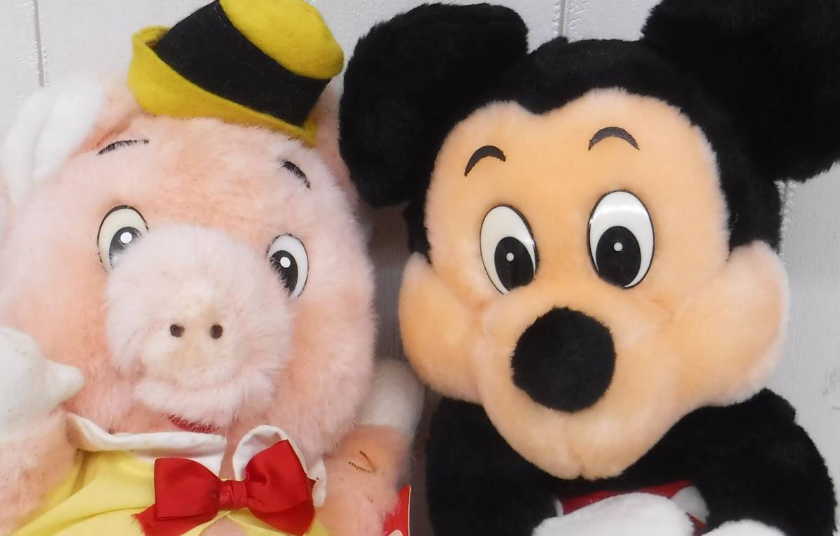 当時物 ＊レトロぬいぐるみ ＊東京ディズニーランド ＊抱きつくタイプ ミッキーマウス 　3びきのこぶた 2点まとめ ＊MADE IN JAPAN 日本製 _画像6