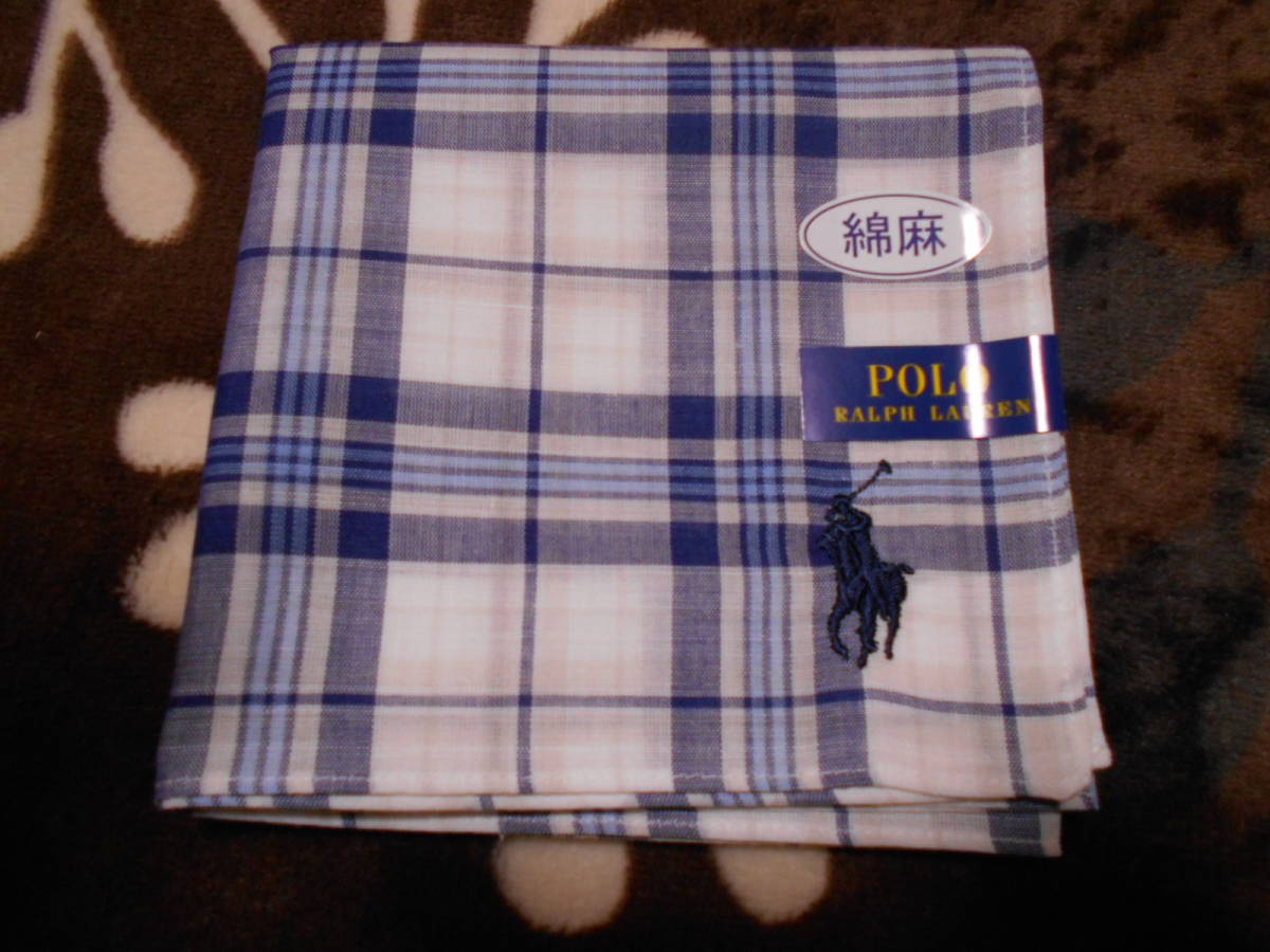 ☆新品・未使用品　ポロ　ラルフローレン　POLO RALPH LAUREN　ハンカチ　はんかち　綿麻　白系　★タオルハンカチ　ハンドタオル☆_画像1