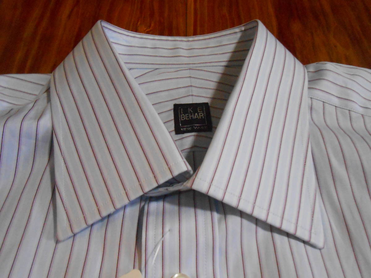 未使用タグ付　米国 IKE BEHAR（1957年創業）　上品なストライプ柄の高級ドレスシャツ 　UＳ＄185　コットン100%　ＵS16-32サイズ _画像6