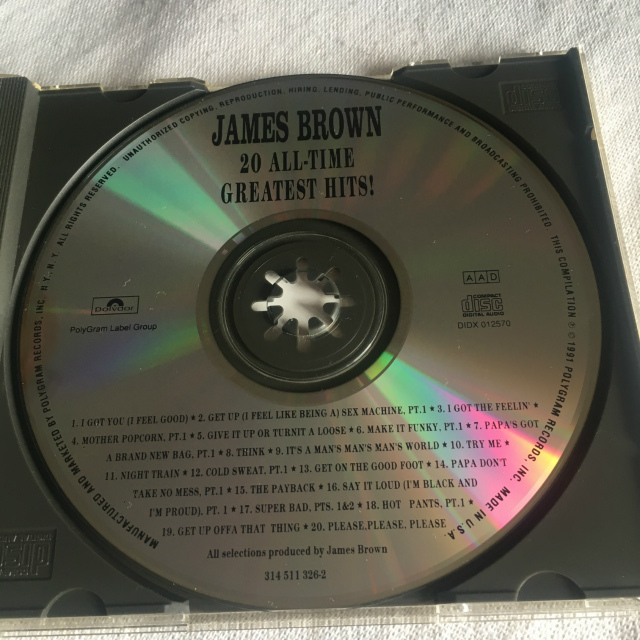 JAMES BROWN「20 ALL-TIME GREATEST HITS!」 ＊King Of Funk、JAMES BROWNのベスト盤　＊ジャケに、多少シミ有_画像4