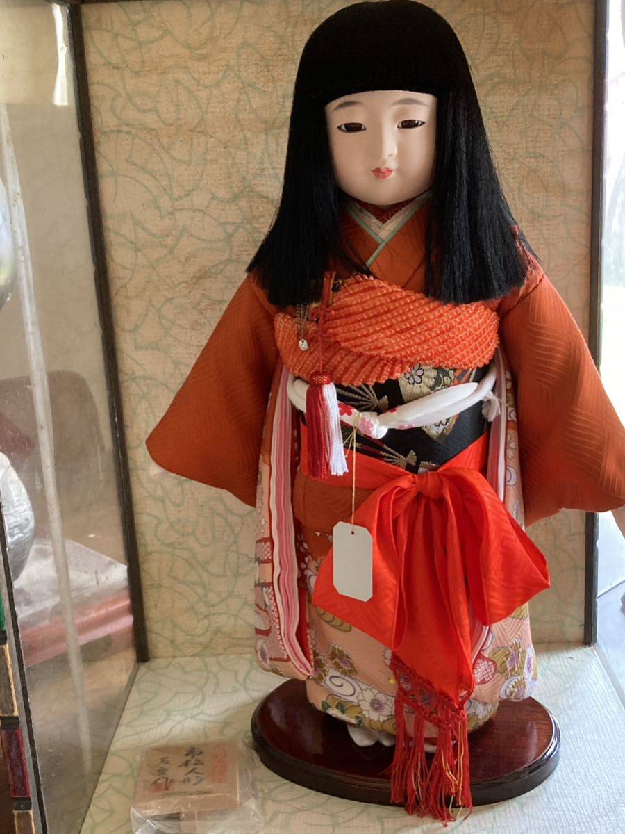 市松人形 玉童作 正絹別染袖模様女の子 日本人形 ガラスケース無し ...